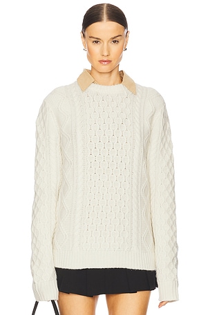 Allday Cable Crew Neck Sweater in Cashmere Blend Guest In Residence