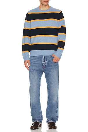 Guest In Residence Stripe Crew Neck Sweater in Blue