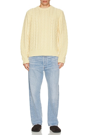 Guest In Residence Fisherman Crew Neck Sweater in Yellow