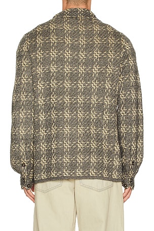 Guest In Residence Plaid Linen Blend Work Shirt in Black