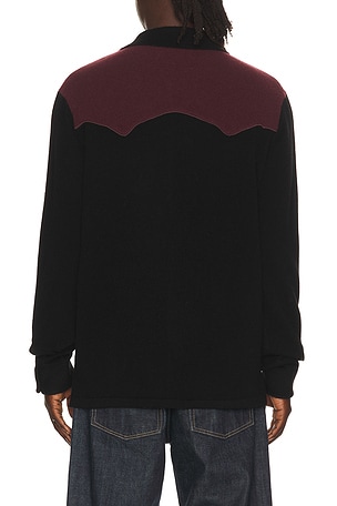 Guest In Residence Western Button Up Shirt in Wine,Black