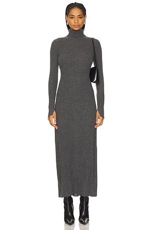 Wide Rib Cashmere Turtleneck Dress Guest In Residence