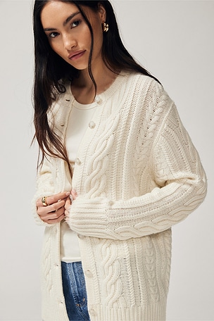 Rossella Cable Cashmere Cardigan Guest In Residence