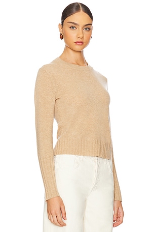 Guest In Residence Shrunken Crew Cashmere Sweater in Beige