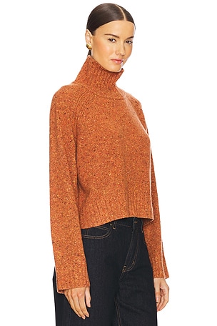 Guest In Residence Cropped Turtleneck Cashmere Sweater in Burnt Orange