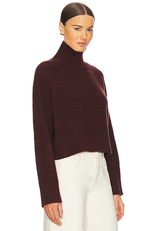 Guest In Residence Cropped Turtleneck Cashmere Sweater in Wine