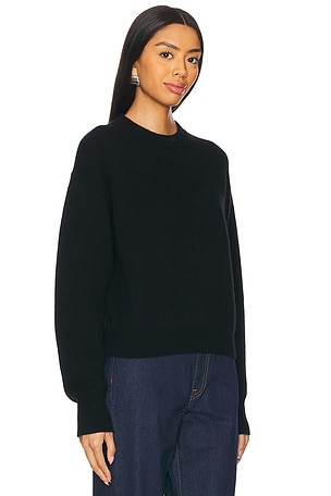 Guest In Residence Collegiate Cashmere Crew Sweater in Black