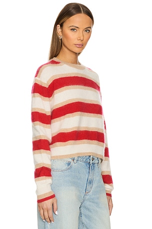 Guest In Residence Grizzly Stripe Crew Sweater in Cream