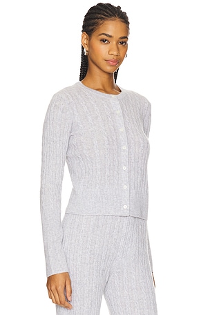 Guest In Residence Jane Cable Cashmere Cardigan in Grey