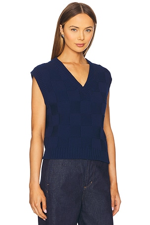 Guest In Residence Checker Vest in Navy