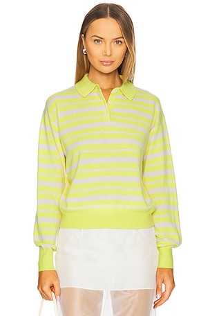 Collegiate Stripe Polo Cashmere Sweater Guest In Residence