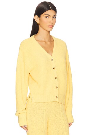Guest In Residence Boucle Collegiate Cardigan in Yellow
