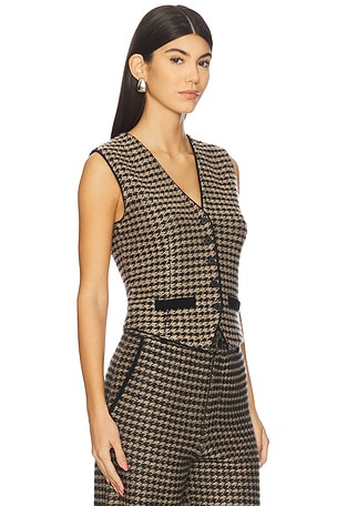 Guest In Residence Houndstooth Tailored Vest in Black