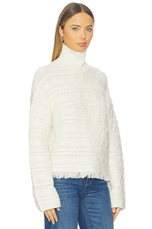 Guest In Residence Cropped Cable Turtleneck Sweater in Cream