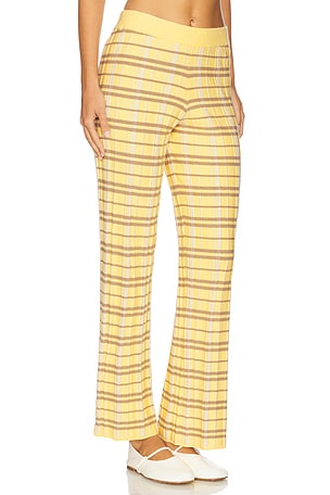 Guest In Residence Plaid Flare Pant in Yellow