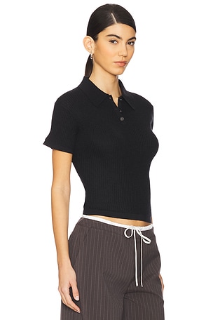 Guest In Residence Shrunken Polo Top in Black