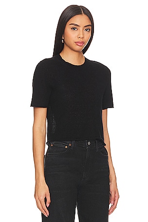 Guest In Residence Featherweight Crop Tee in Black