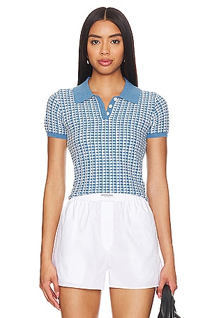 Gingham Shrunken Polo Top Guest In Residence