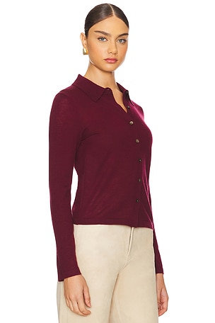 Guest In Residence Long Sleeve Cashmere Shirt in Burgundy