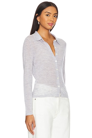 Guest In Residence Long Sleeve Cashmere Shirt in Grey