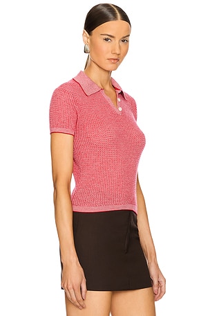 Guest In Residence Cashmere Shrunken Polo in Red