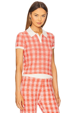 Guest In Residence Gingham Shrunken Polo in Red