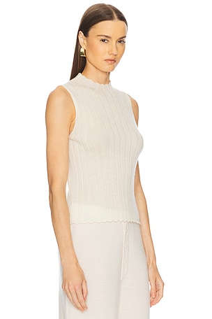 Guest In Residence Rib Mockneck Shell in Cream