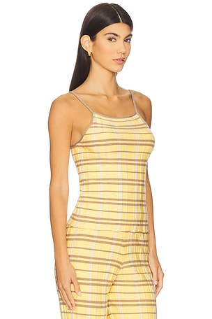 Guest In Residence Plaid Tank Top in Yellow