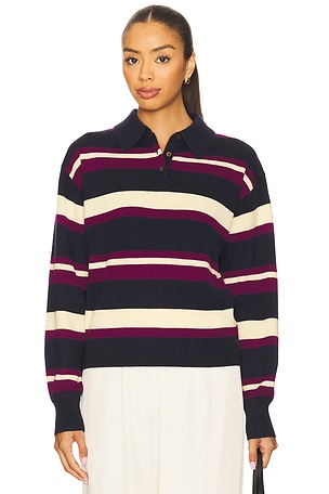 Collegiate Stripe Polo Top Guest In Residence