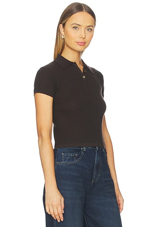 Guest In Residence Shrunken Polo Top in Chocolate. Size XL. Also