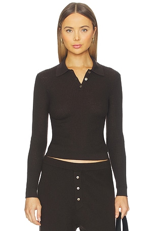 Long Sleeve Shrunken Polo Top Guest In Residence