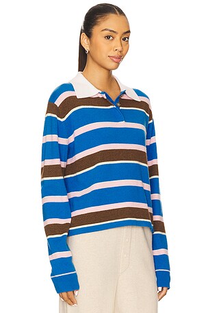 Guest In Residence Cropped Stripe Rugby Sweater in Blue
