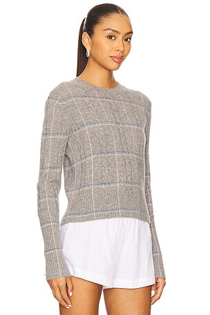 Guest In Residence Shrunken Check Crew Sweater in Grey