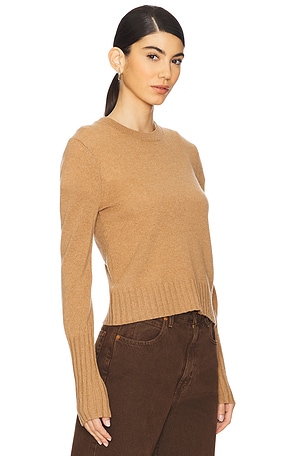 Guest In Residence Shrunken Crew Cashmere Sweater in Brown