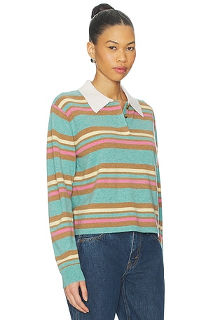 Guest In Residence Cropped Stripe Rugby Sweater in Blue,Brown