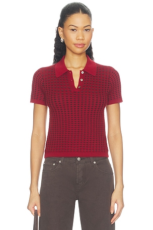 Shrunken Waffle Polo Top Guest In Residence