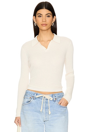 Long Sleeve Cashmere Shrunken Polo Guest In Residence