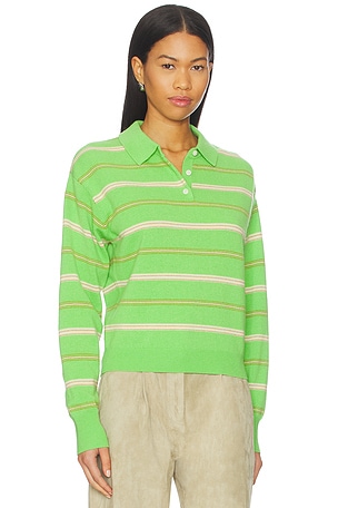 Guest In Residence Collegiate Stripe Polo in Green