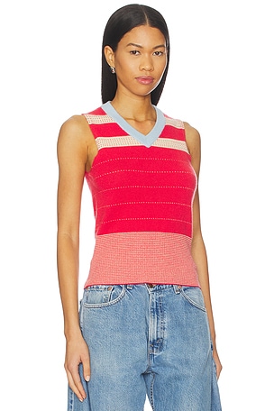 Guest In Residence Collegiate Stripe Vest in Red