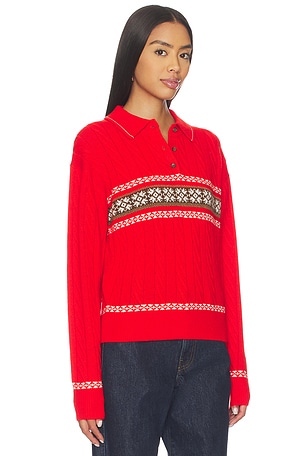 Guest In Residence Cable Collegiate Polo in Red