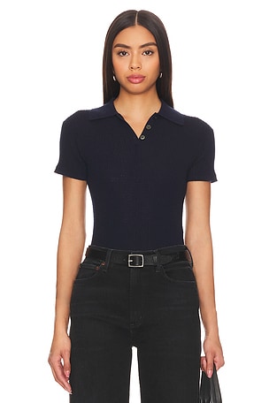 Guest In Residence Shrunken Polo Top in Navy