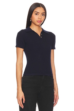 Guest In Residence Shrunken Polo Top in Navy