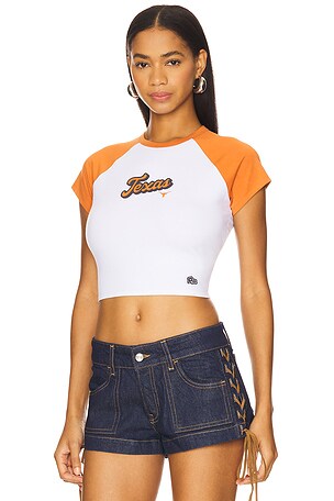 Hype and Vice University Of Texas At Austen Homerun Tee en Blanc,Orange Brûlé