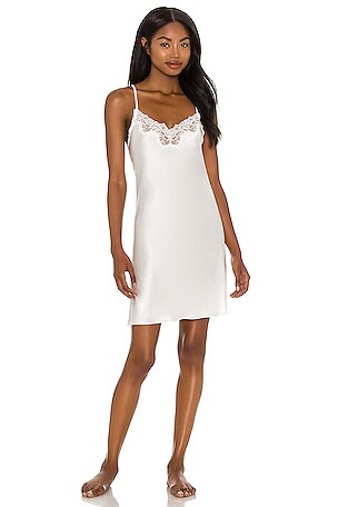 Hanky Panky x Monique Lhuillier Short Slip Dress in Silk White | REVOLVE