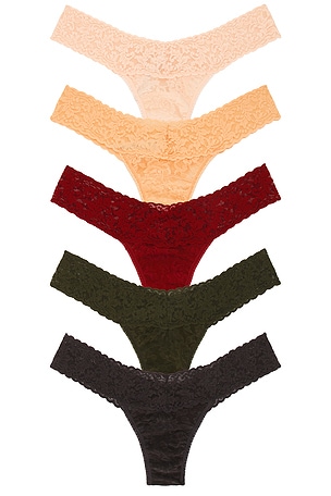 Signature Lace Low Rise Thong 5 Pack Hanky Panky
