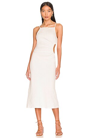 linen fit flare dress Contrast Trim Fit & Flare Linen Dress