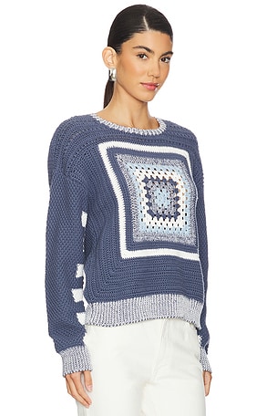 MONROW Crochet Pullover Sweater in Blue