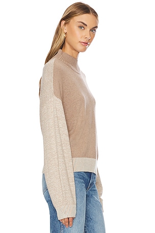 MONROW Organic Cashmere Funnel Sweater in Brown