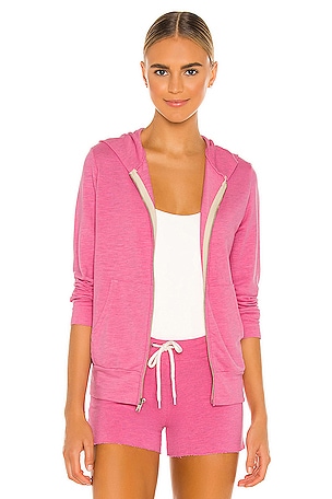 Monrow Women's Supersoft Zip Up Hoody | Lightweight Terry Hoodie With Front Pockets - View #3