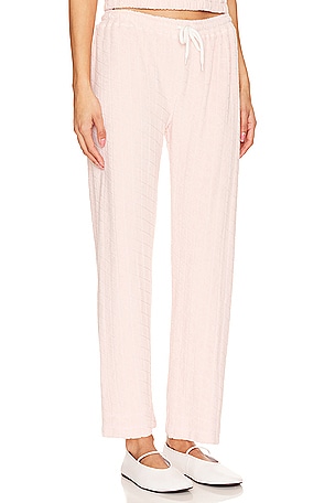 MONROW Diamond Terry Cloth Crop Pant in Blush